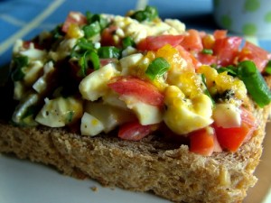 Soft boiled egg and tomato on sourdough