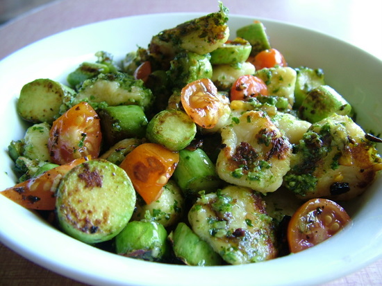 gnocchi with zucchini and pesto